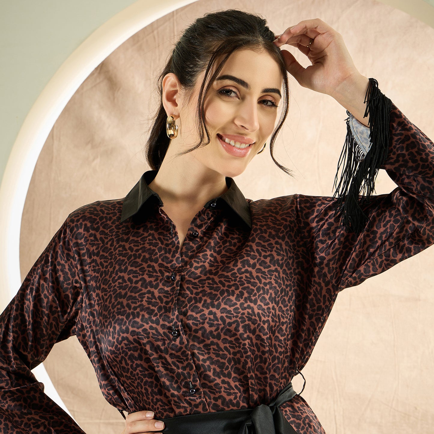 Brown Animal Print Shirt