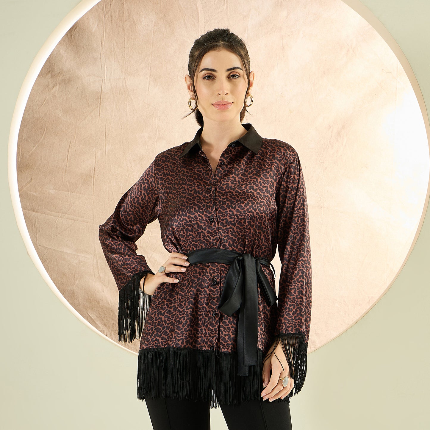 Brown Animal Print Shirt