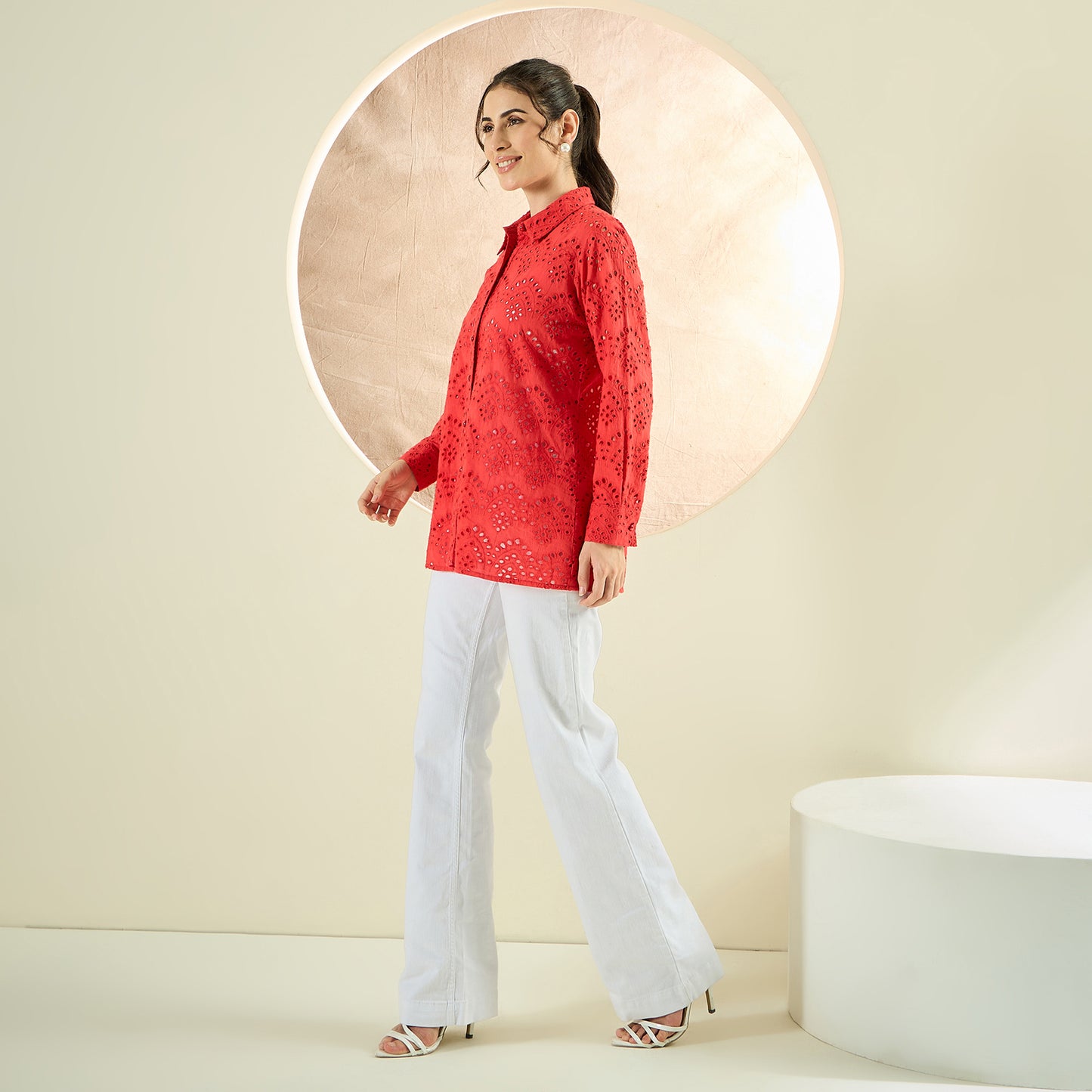 Red Eyelet Shirt