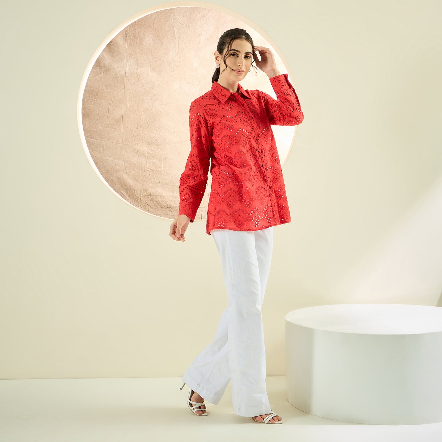 Red Eyelet Shirt