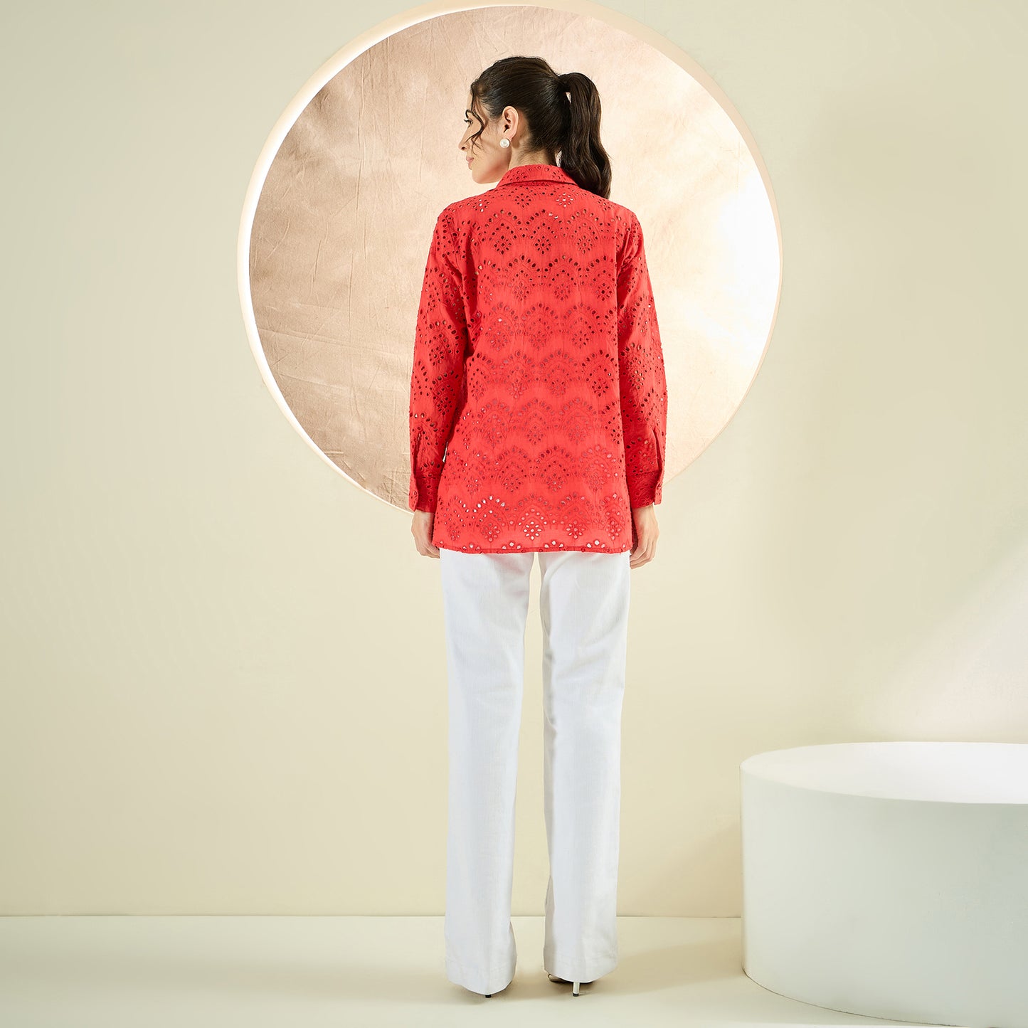 Red Eyelet Shirt