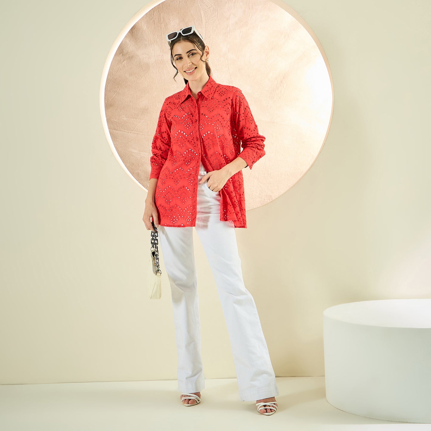 Red Eyelet Shirt