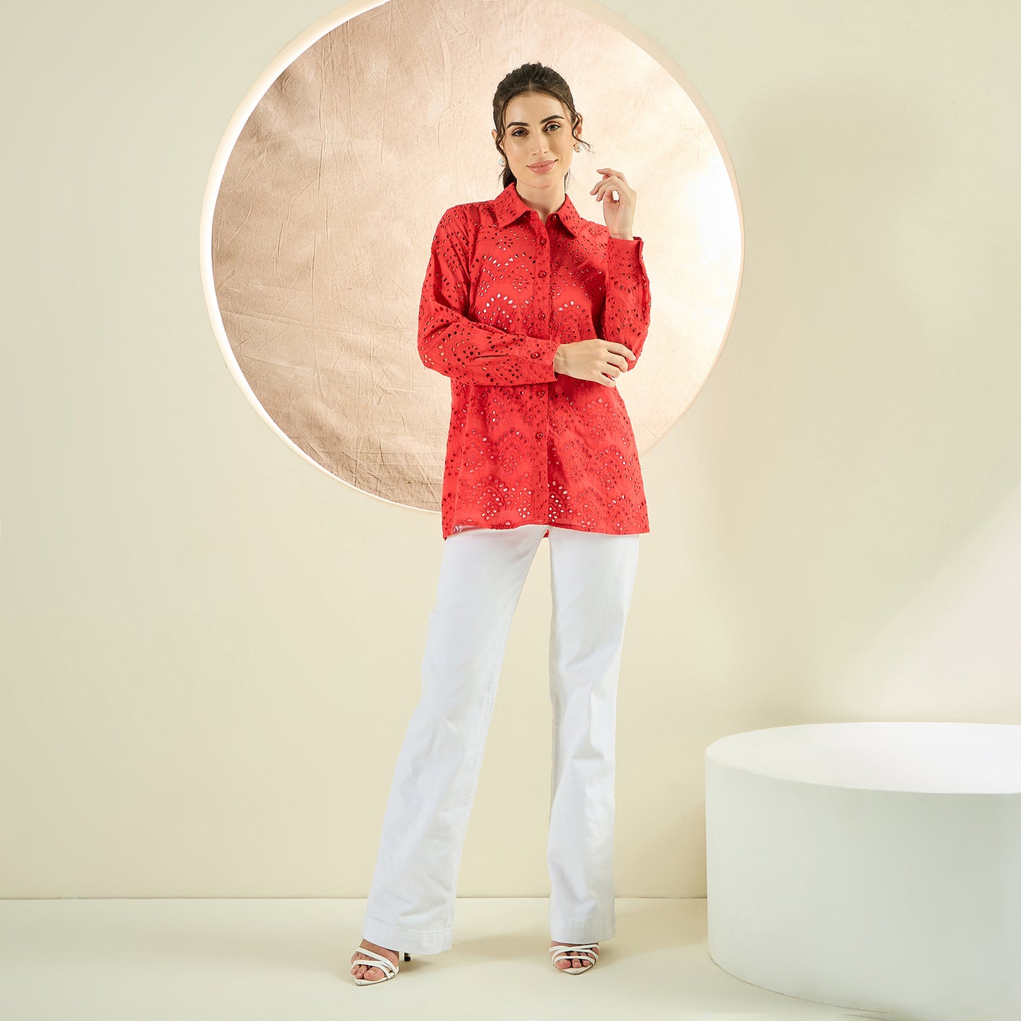 Red Eyelet Shirt