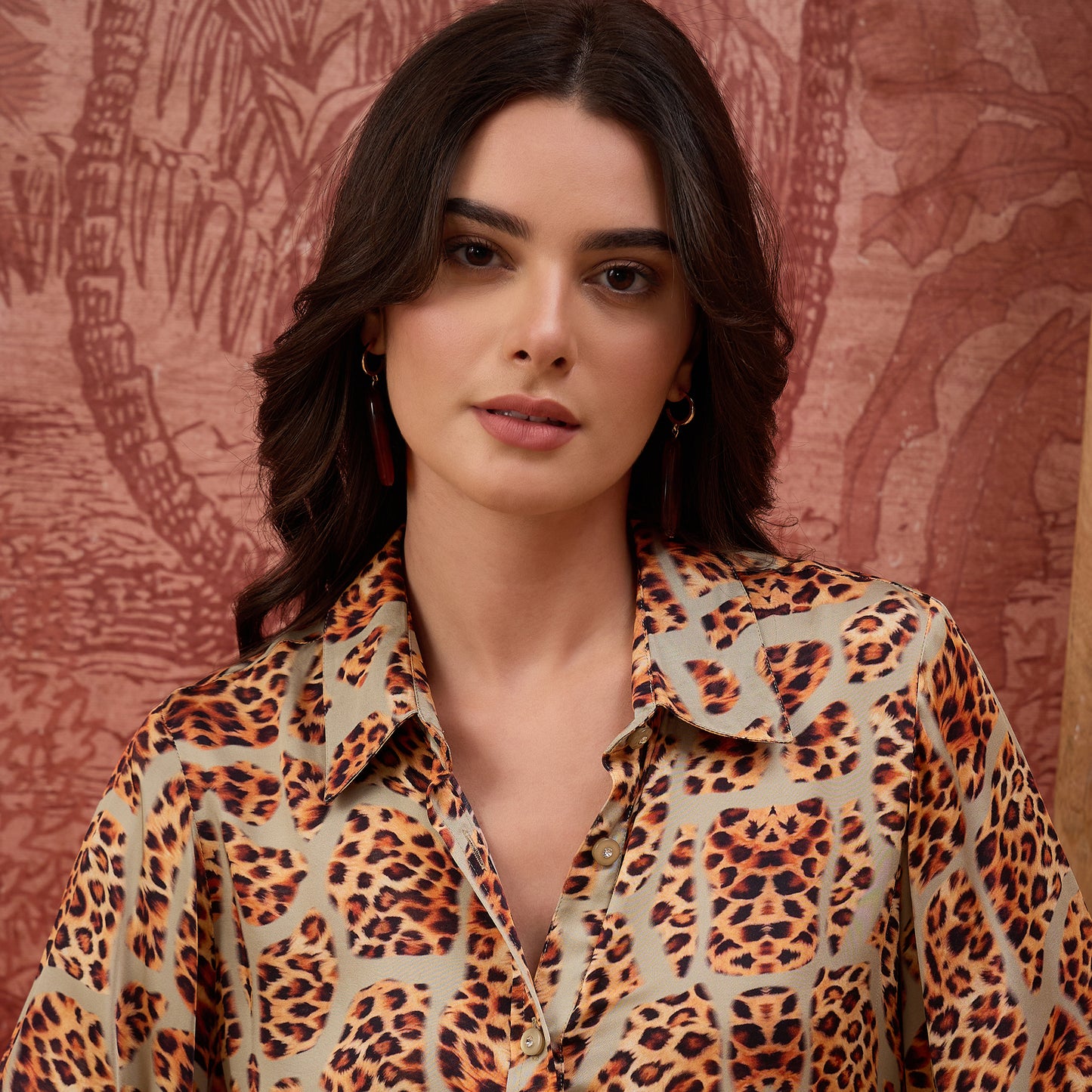 Grey Patched Leopard Print Shirt