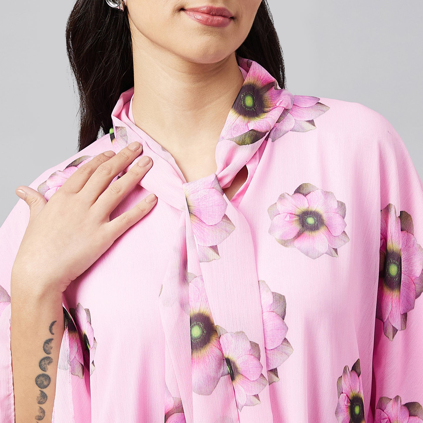 Pink Floral Bow-Tie Top