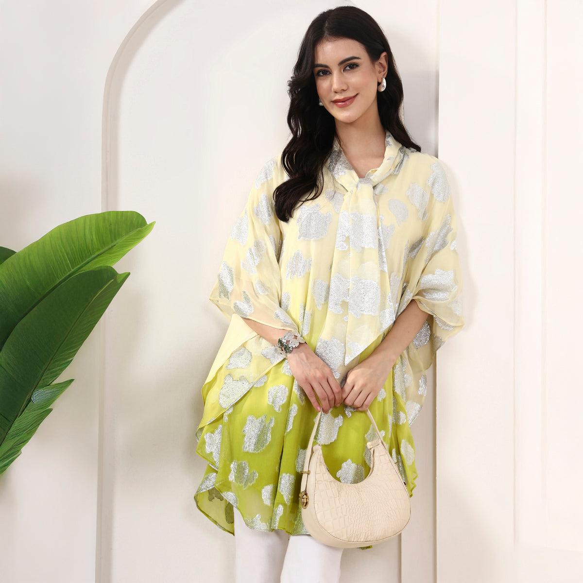 Yellow Top for Women – Lurex Georgette | First Resort by Ramola Bachchan