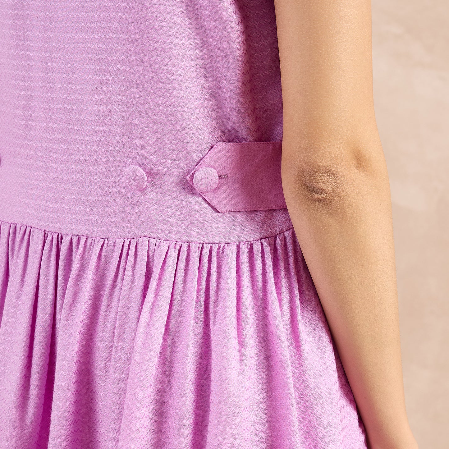 Purple Herringbone V-Neck Peplum Top