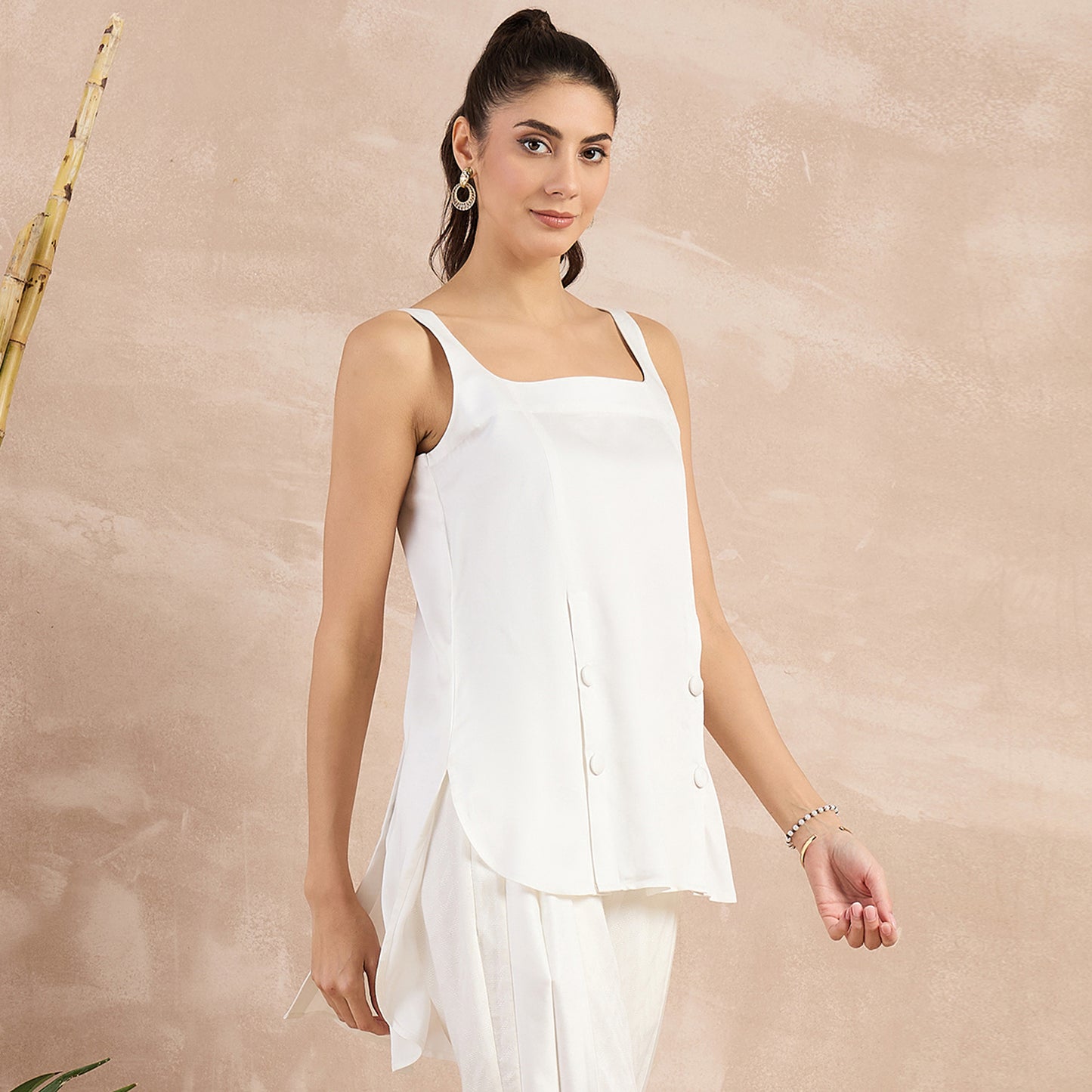 Off-White High-Low Sleeveless Top