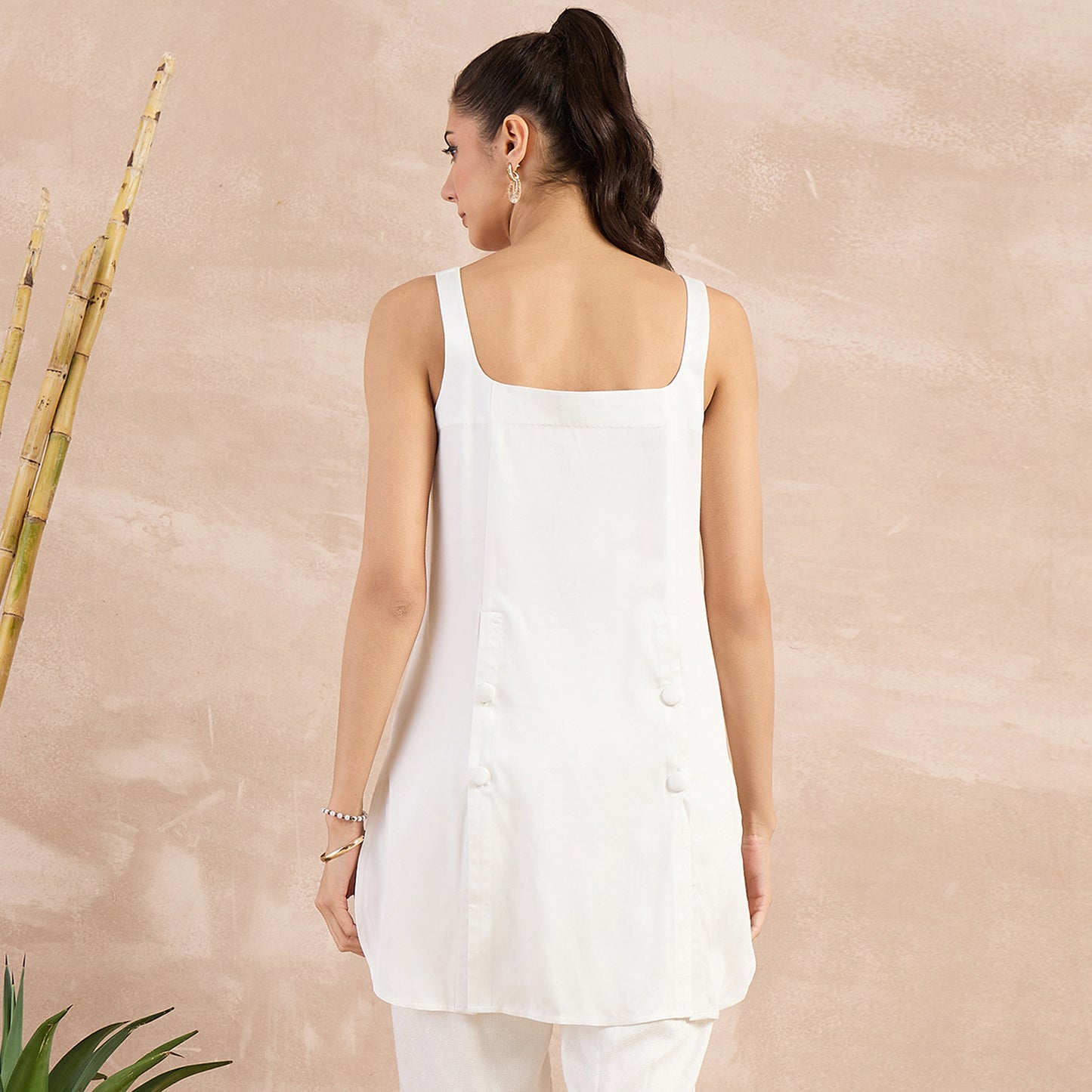 Off-White High-Low Sleeveless Top