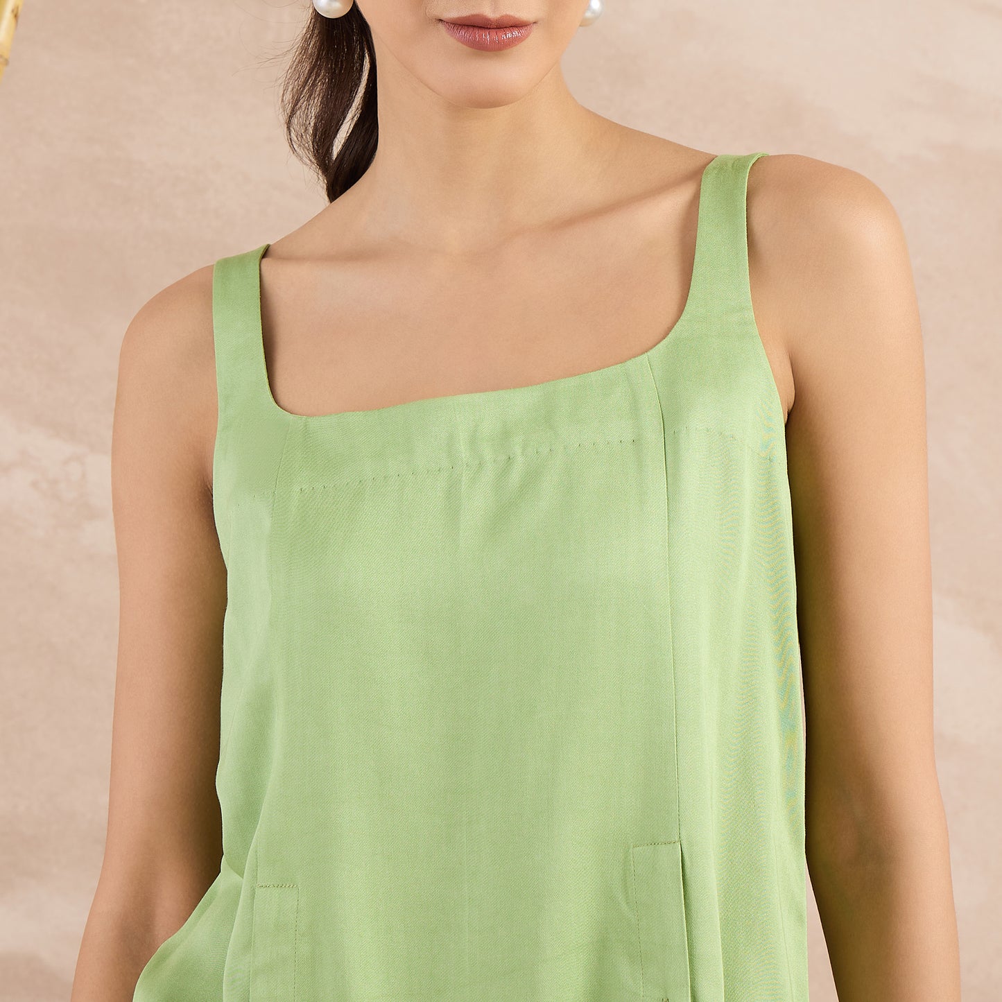 Pastel Green High-Low Sleeveless Top