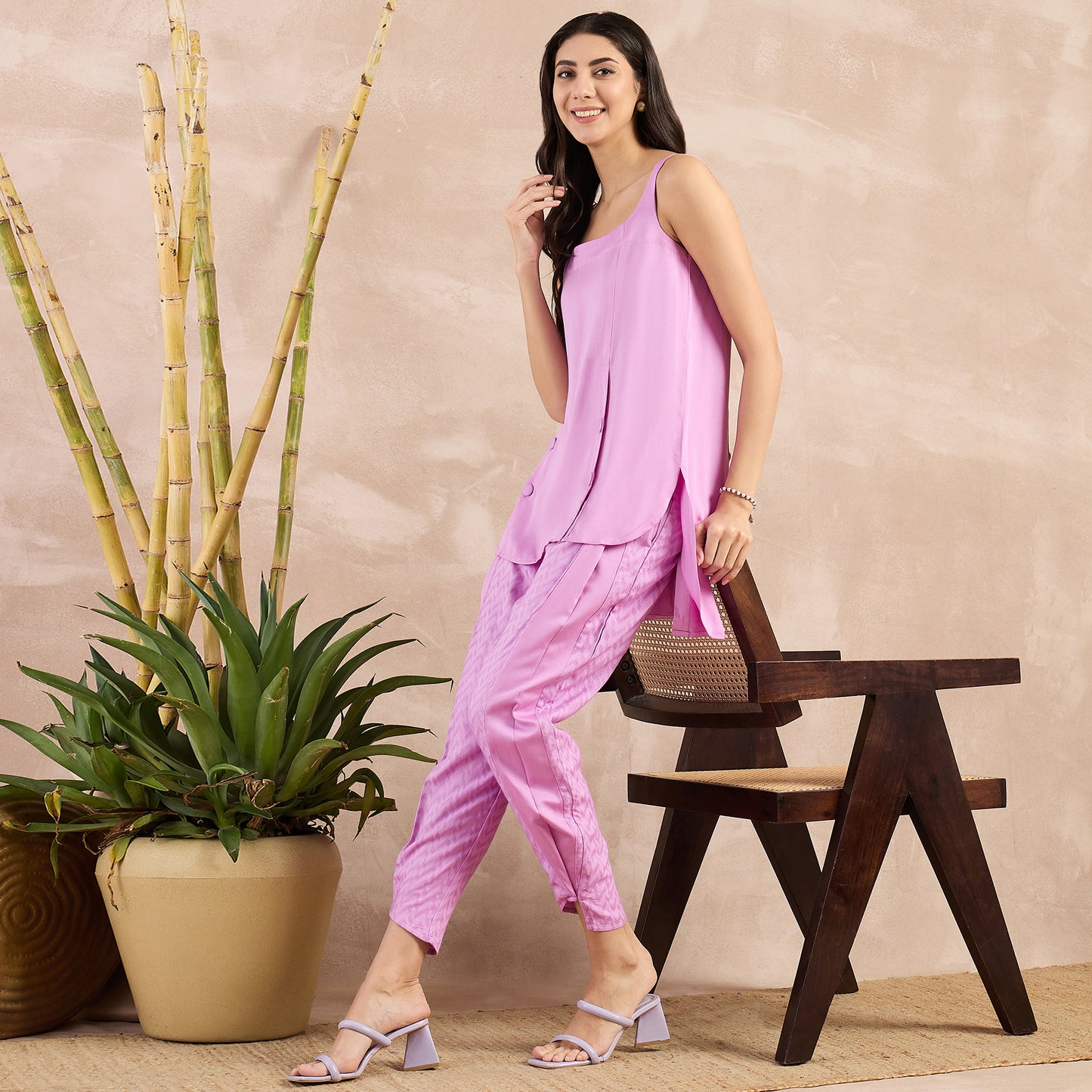 Purple High-Low Sleeveless Top