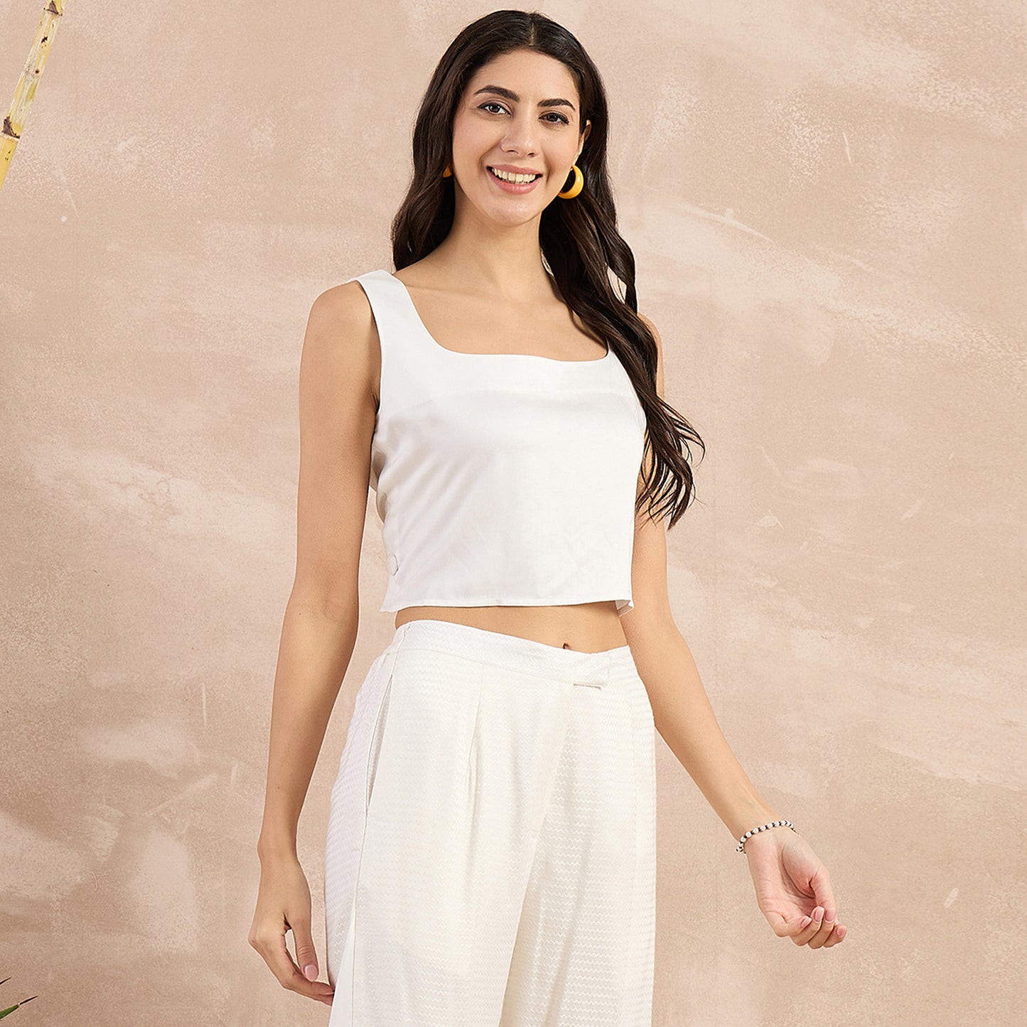 Off-White Buttoned Camisole Crop Top