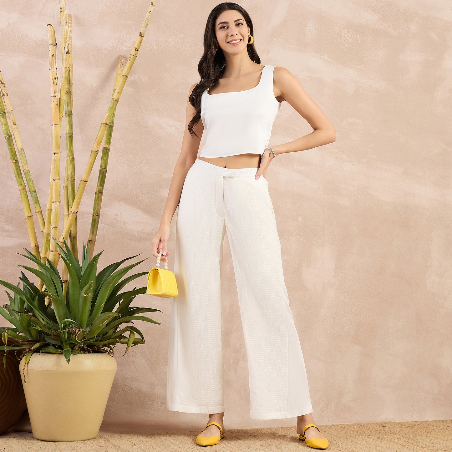 Off-White Buttoned Camisole Crop Top