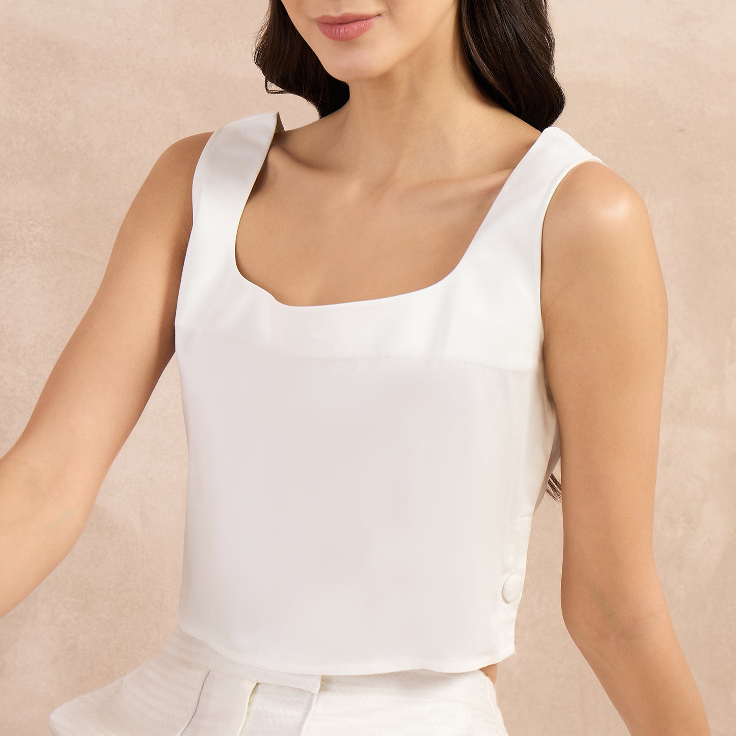 Off-White Buttoned Camisole Crop Top