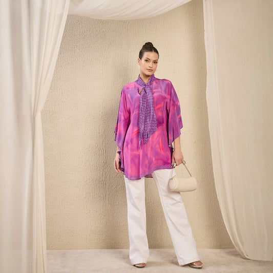 Purple Floral Bow-Tie Top