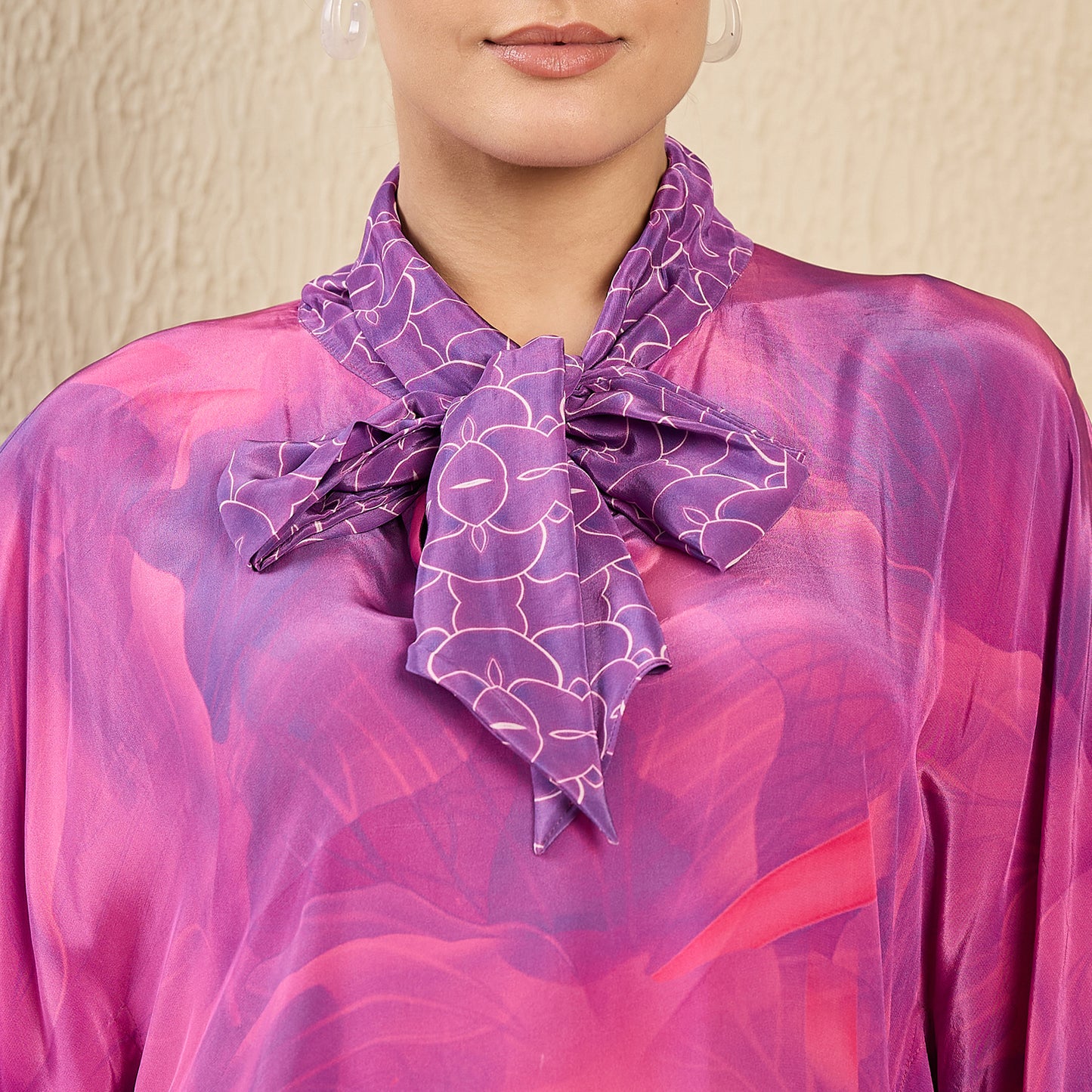 Purple Floral Bow-Tie Top