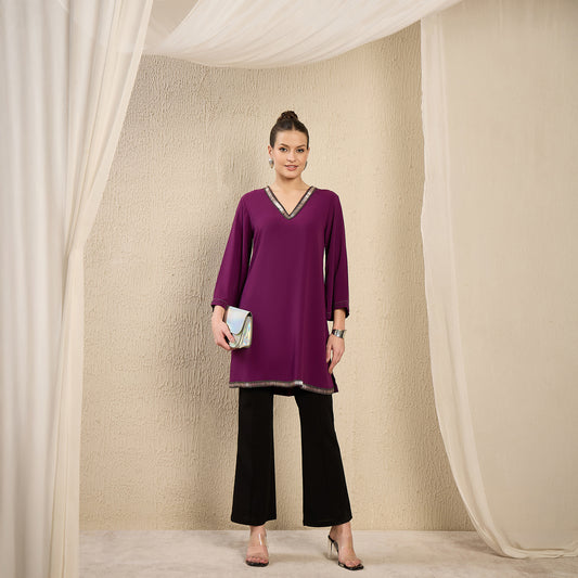 Purple Hand Embroidered Top