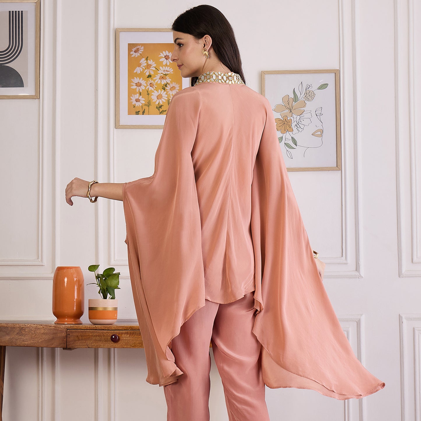 Light Rust Mirror Laced Kaftan Top
