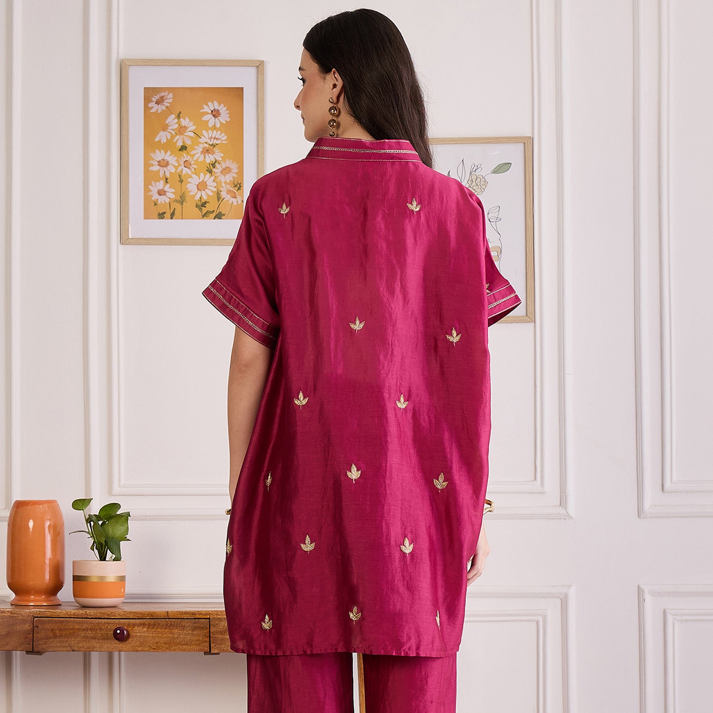 Wine Zari Hand Embroidered Top