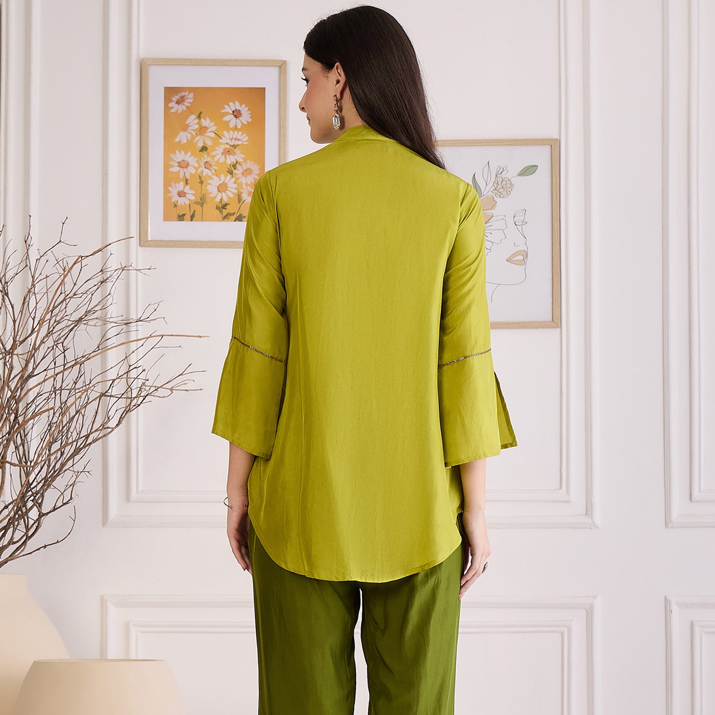Furn Green Hand Embroidered Shirt Top