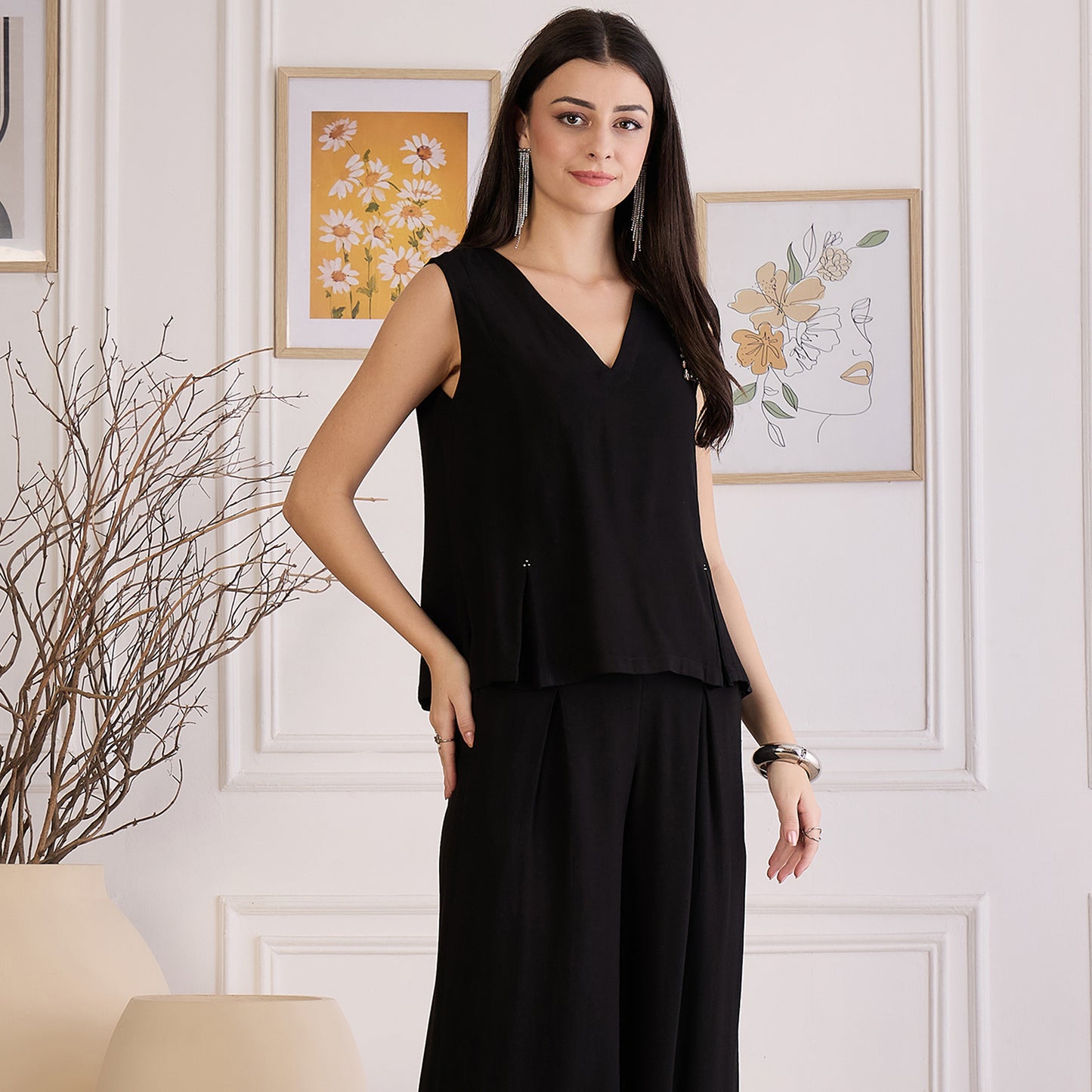 Black Fall Embellished Top
