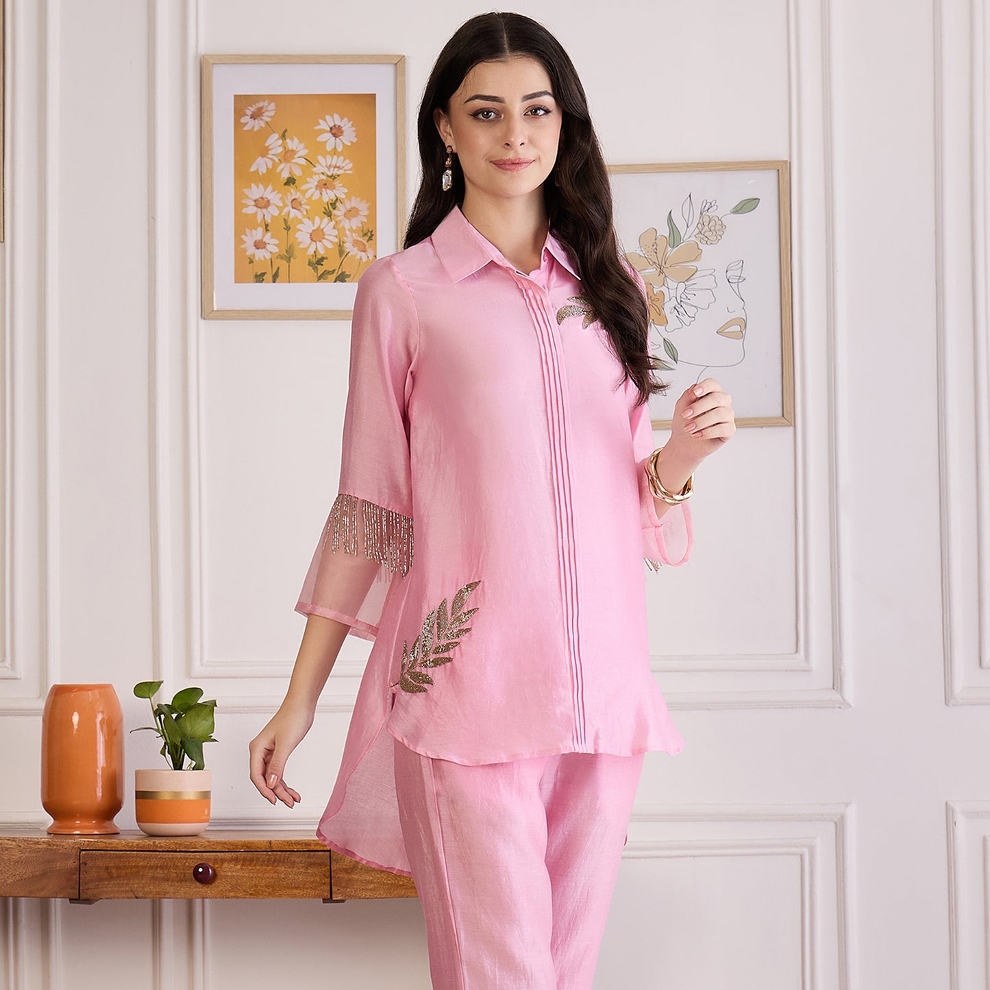 Pink Pearl Hand Embroidered Top