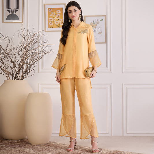 Yellow Pearl Hand Embroidered Top