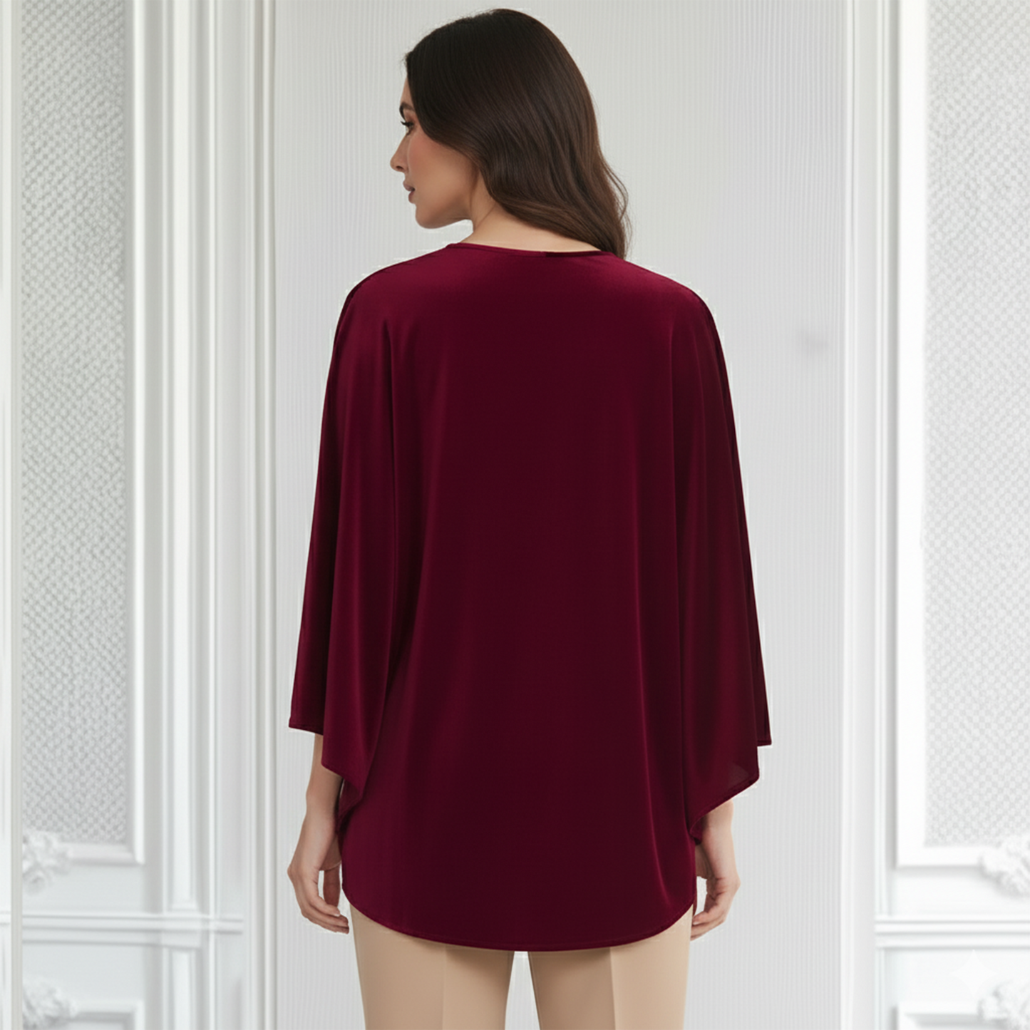 Wine Twin Birds Hand Embroidered Velvet Top