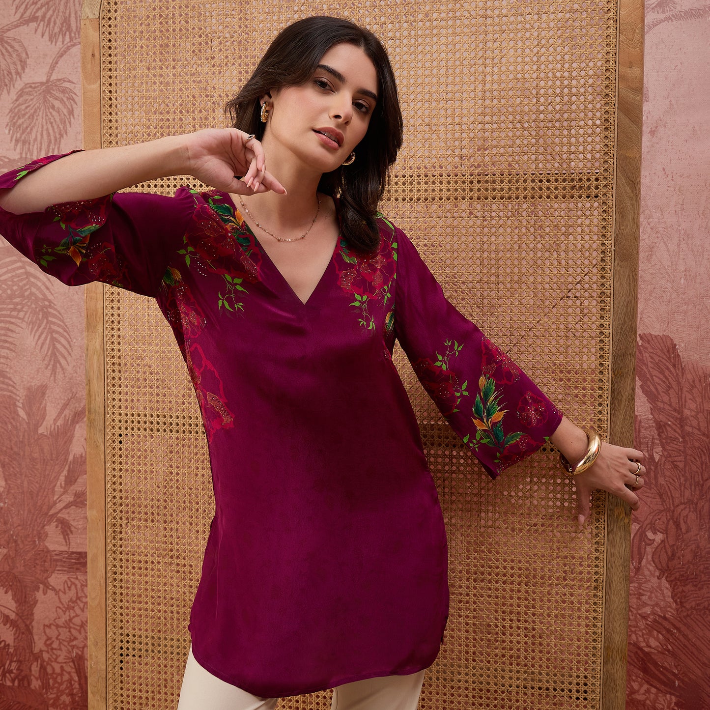 Plum Garden Embellished Floral Top
