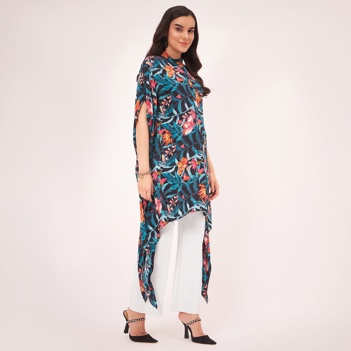 Black Tropical Print Tunic