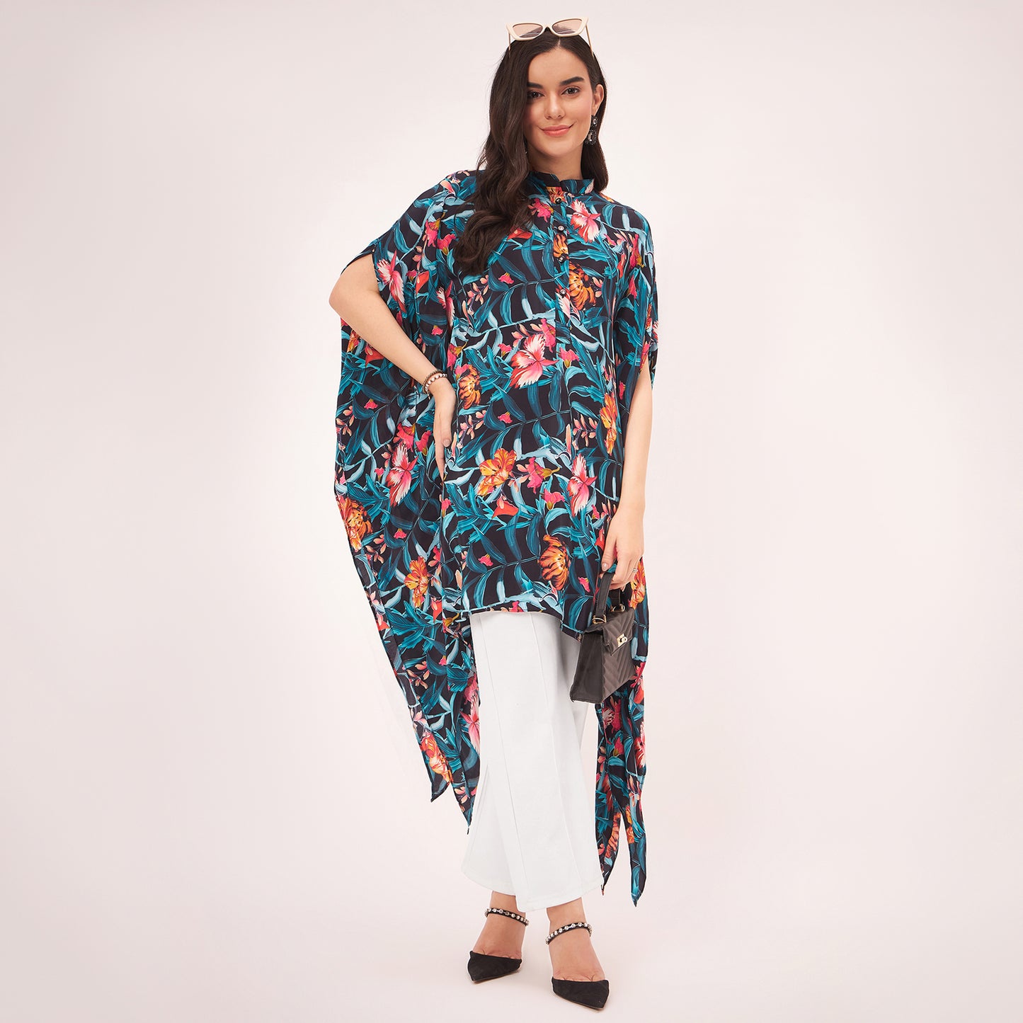 Black Tropical Print Tunic