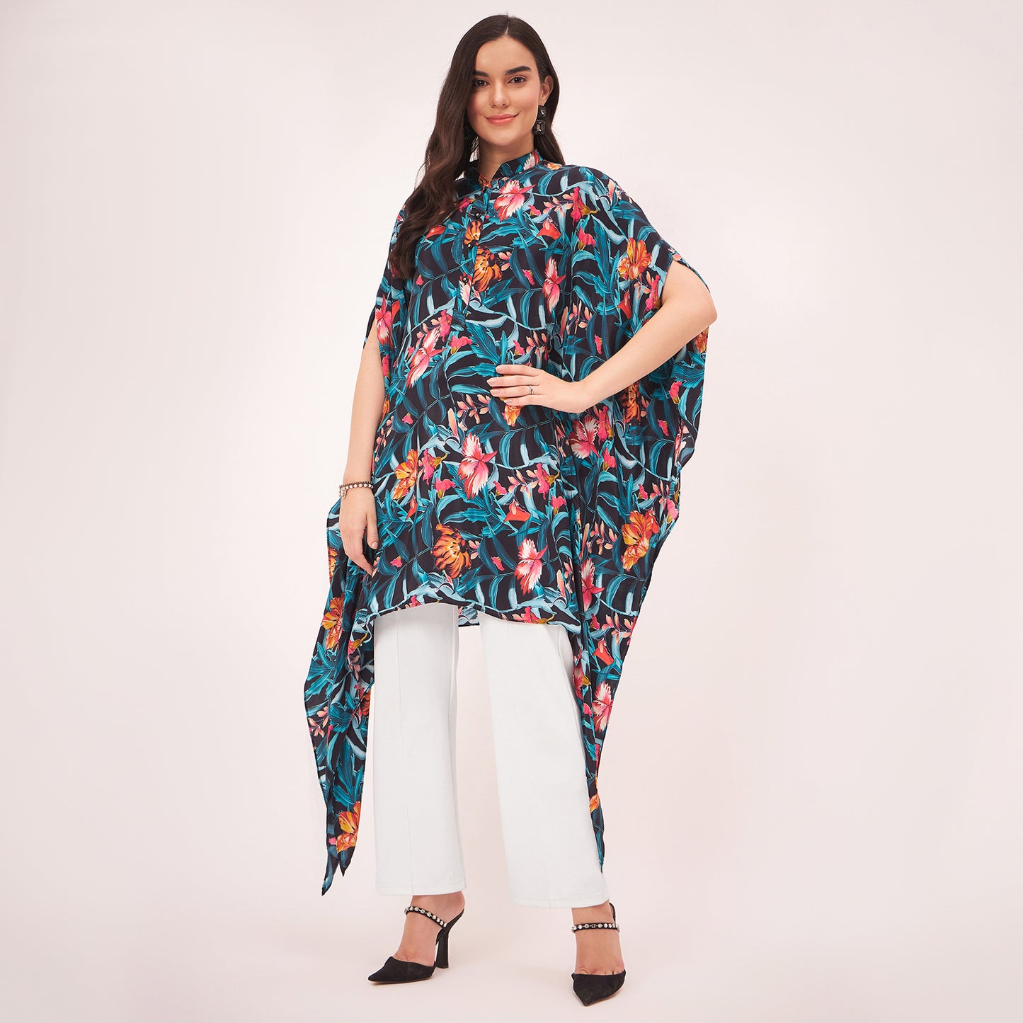 Black Tropical Print Tunic