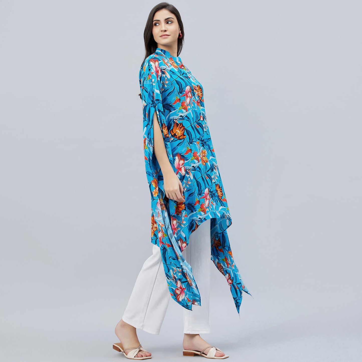 Blue Tropical Print Tunic