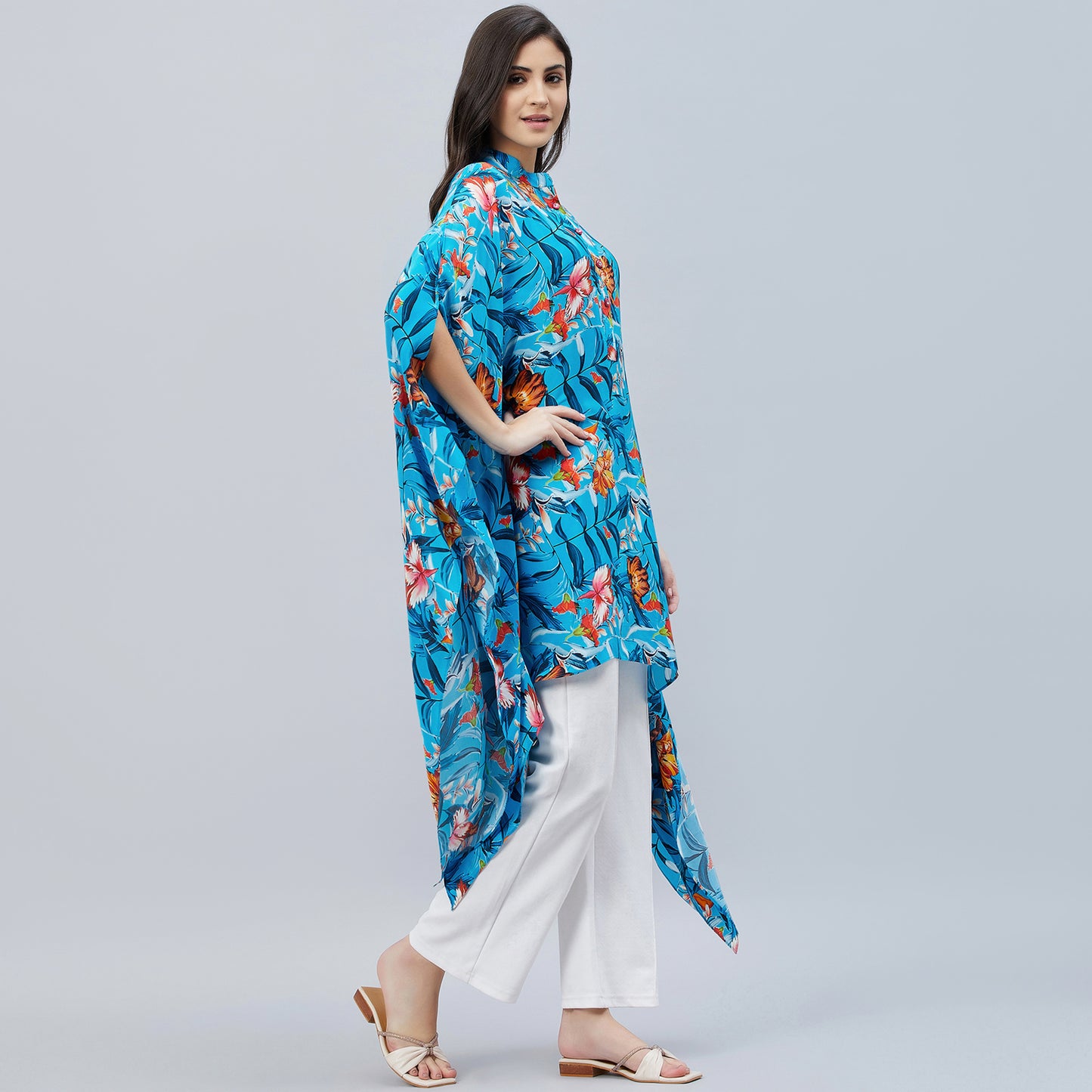 Blue Tropical Print Tunic