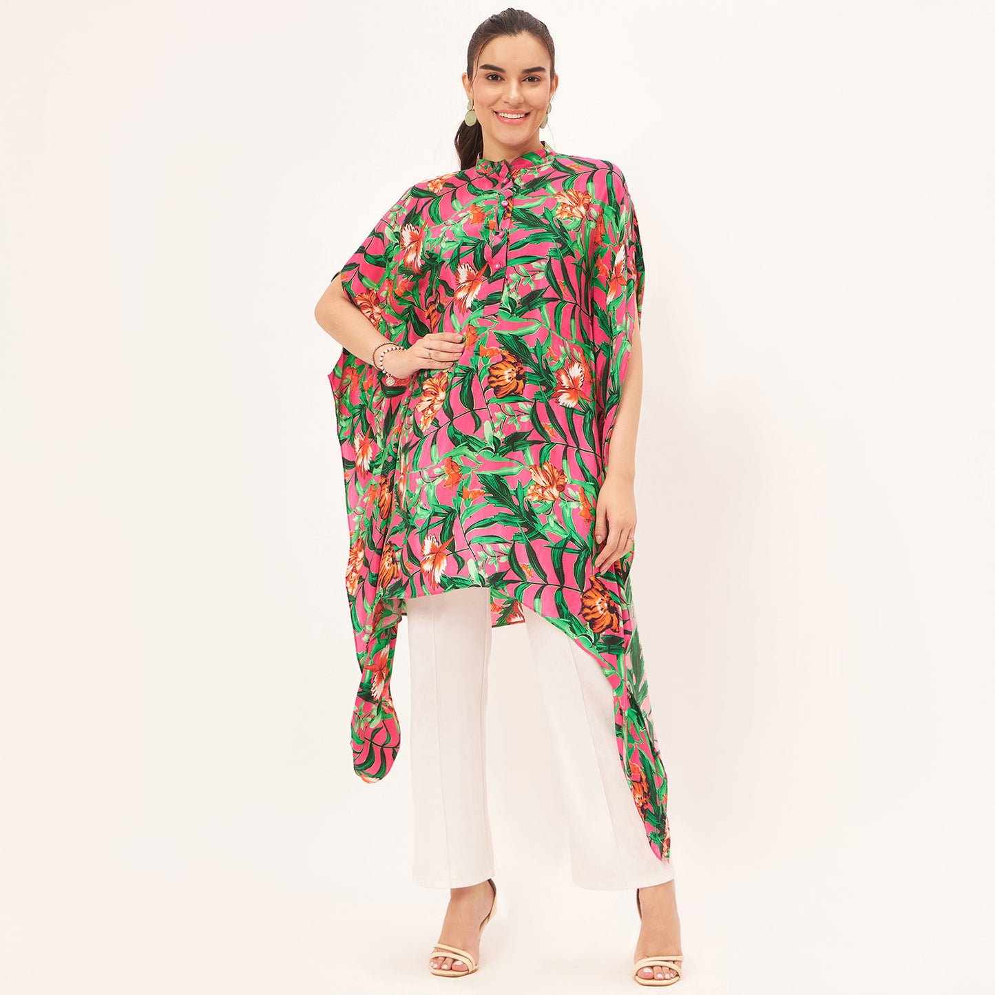 Pink Tropical Print Tunic