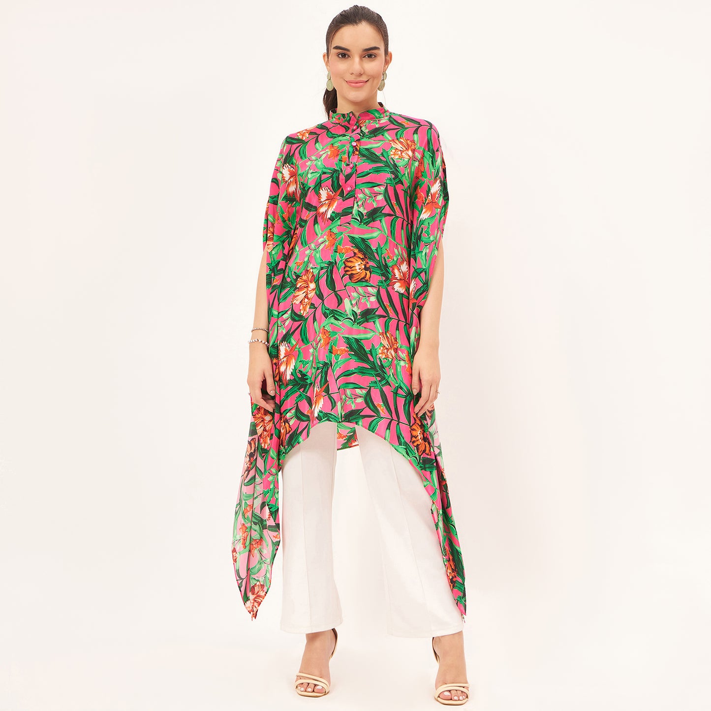 Pink Tropical Print Tunic