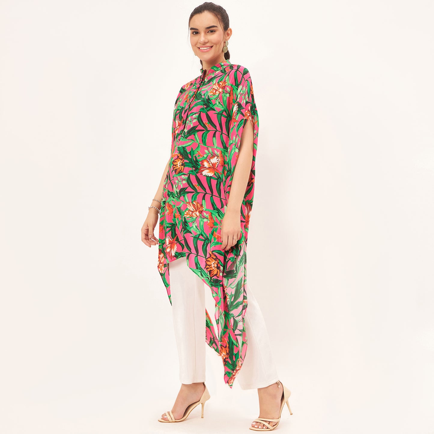 Pink Tropical Print Tunic