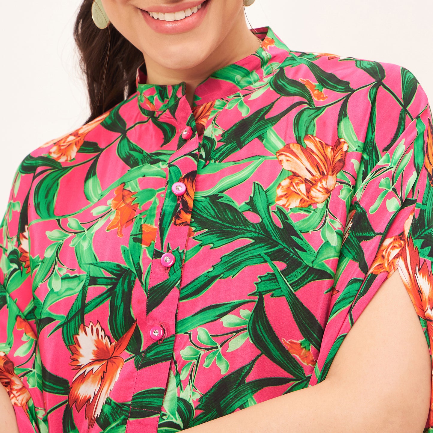 Pink Tropical Print Tunic