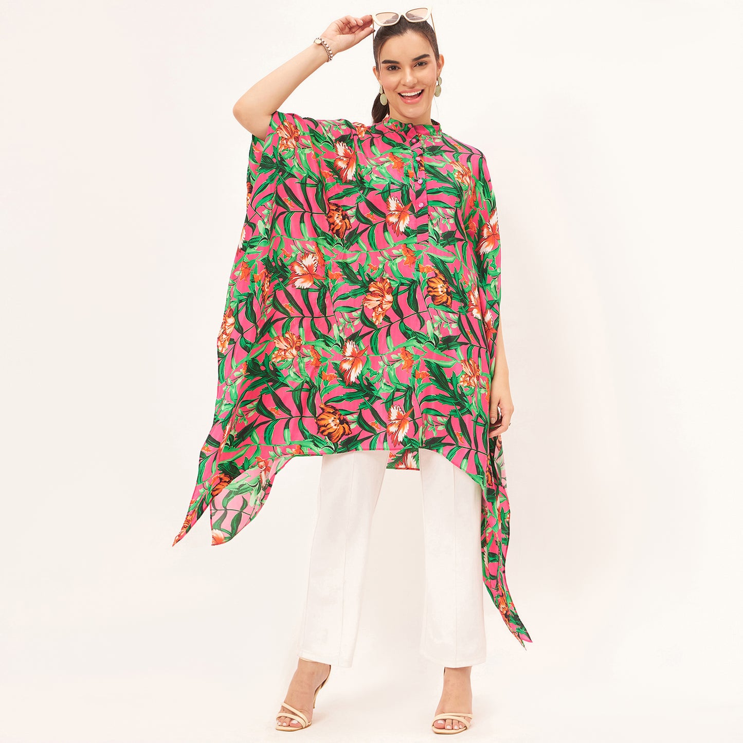 Pink Tropical Print Tunic