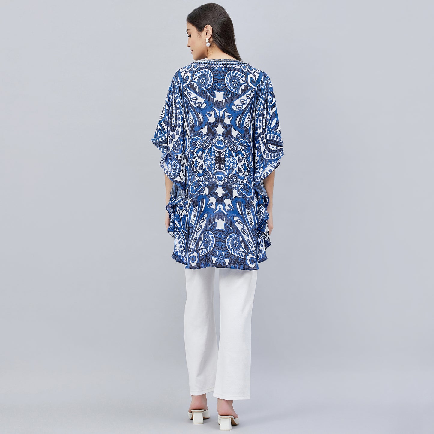 Azure Blue and White Paisley Tunic