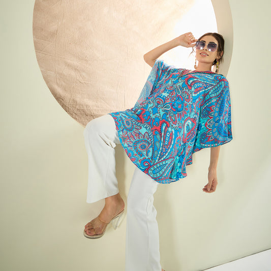 Hot Pink and Blue Paisley Tunic