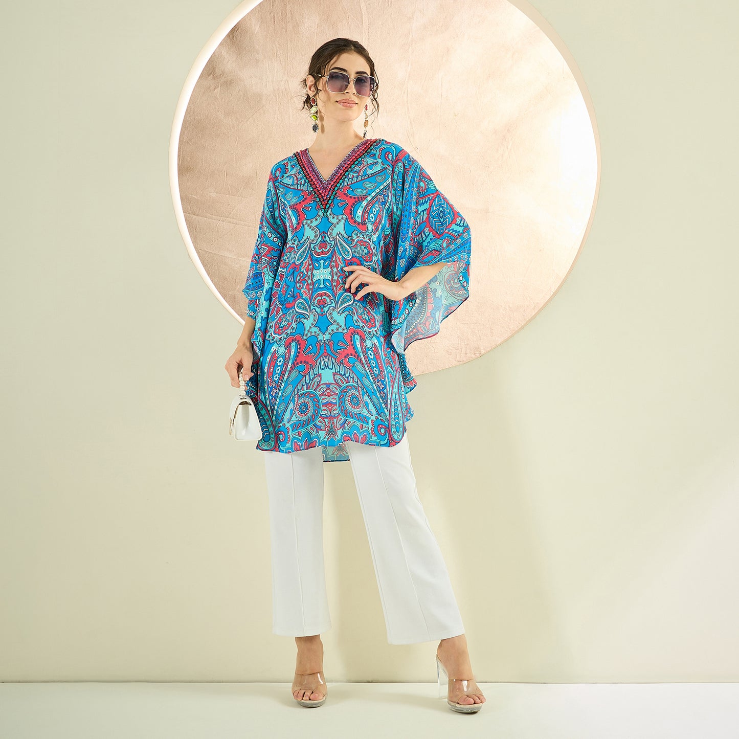 Hot Pink and Blue Paisley Tunic