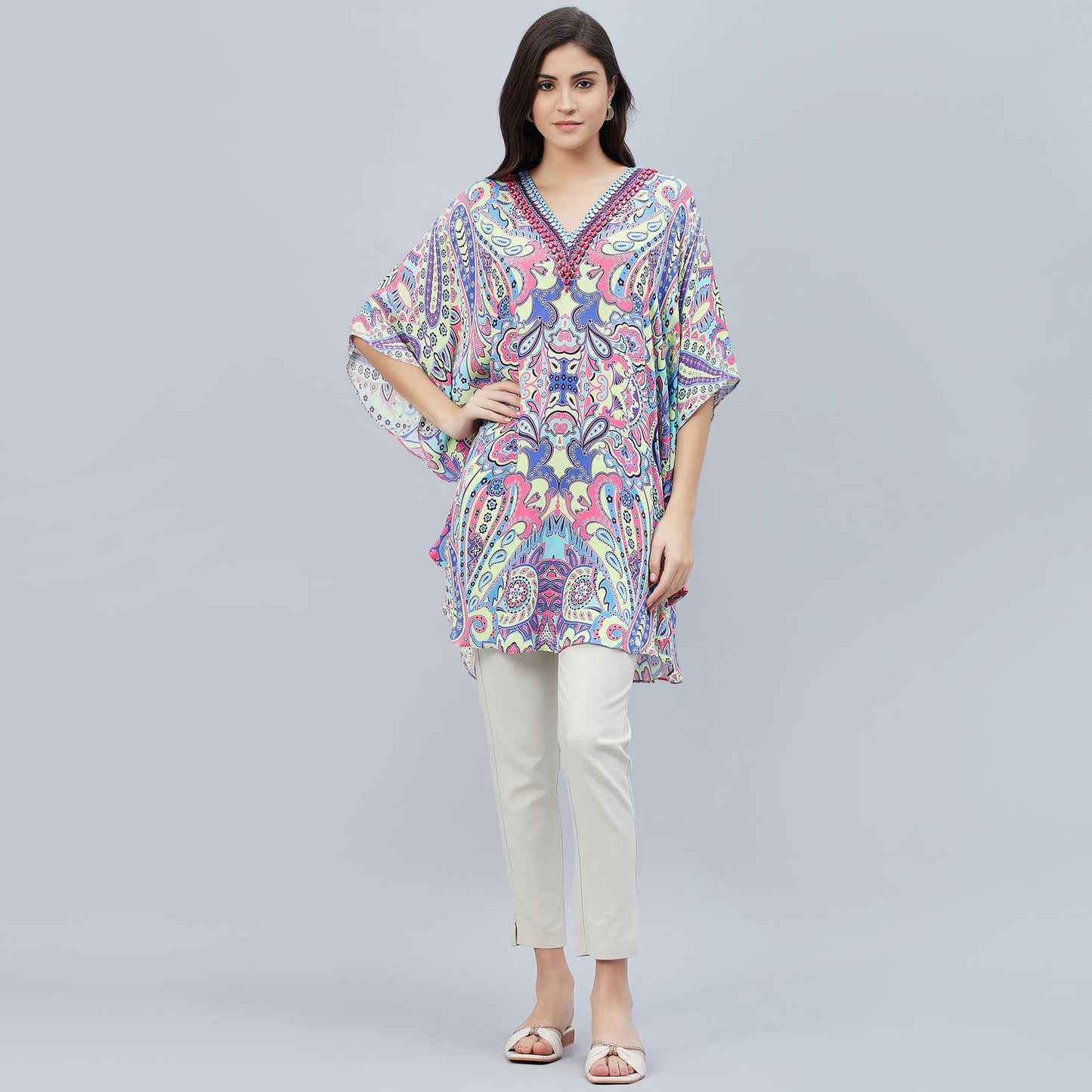 Mauve and Blue Paisley Tunic