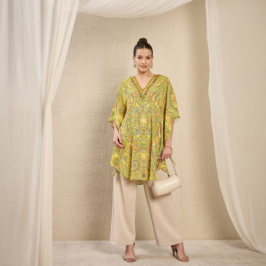 Olive Green and Yellow Paisley Tunic