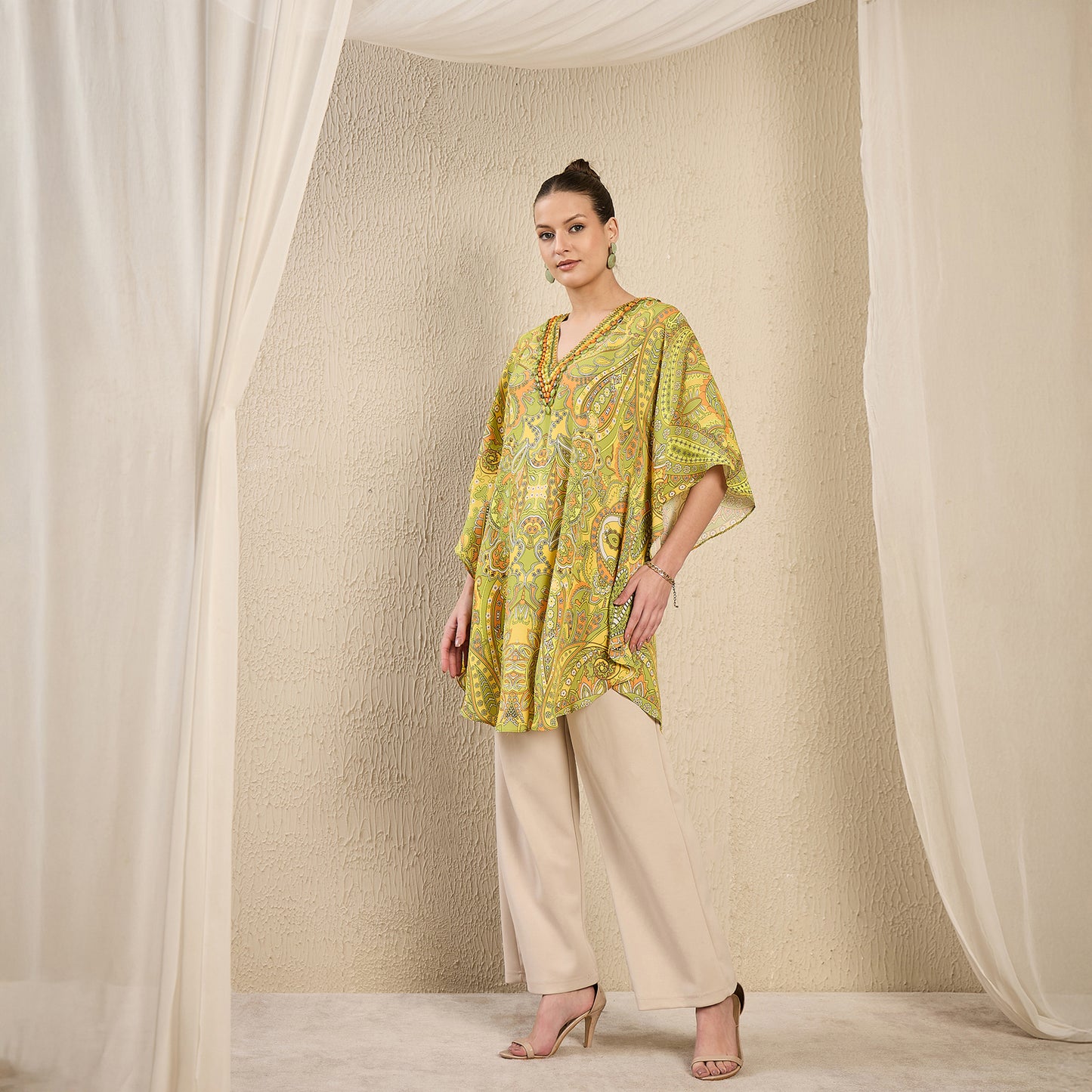 Olive Green and Yellow Paisley Tunic