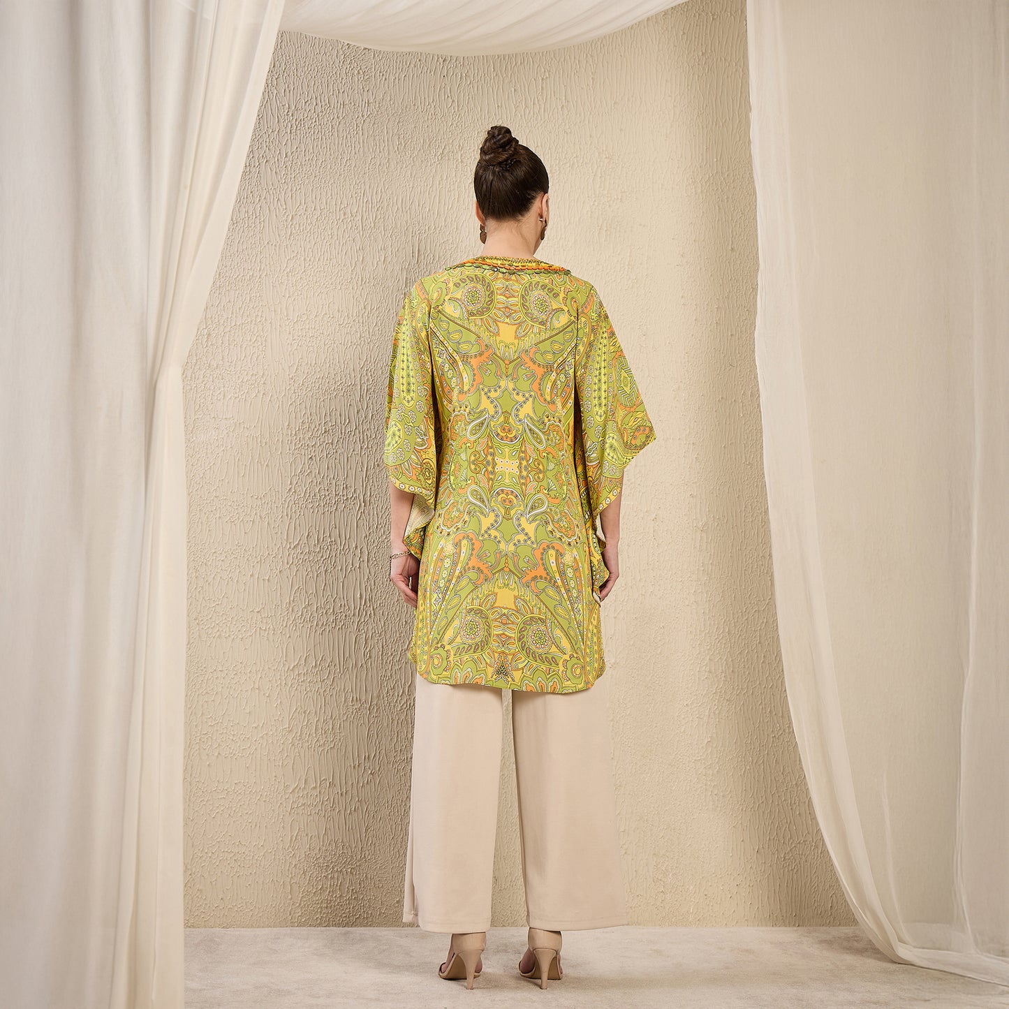 Olive Green and Yellow Paisley Tunic