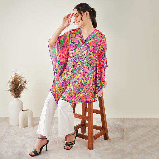 Rose Pink and Yellow Paisley Tunic
