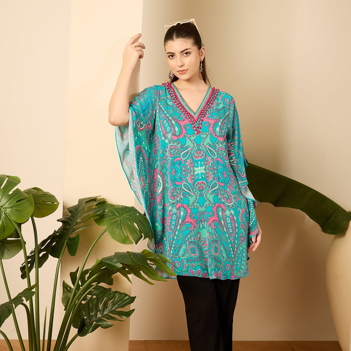 Sea Green and Pink Paisley Tunic