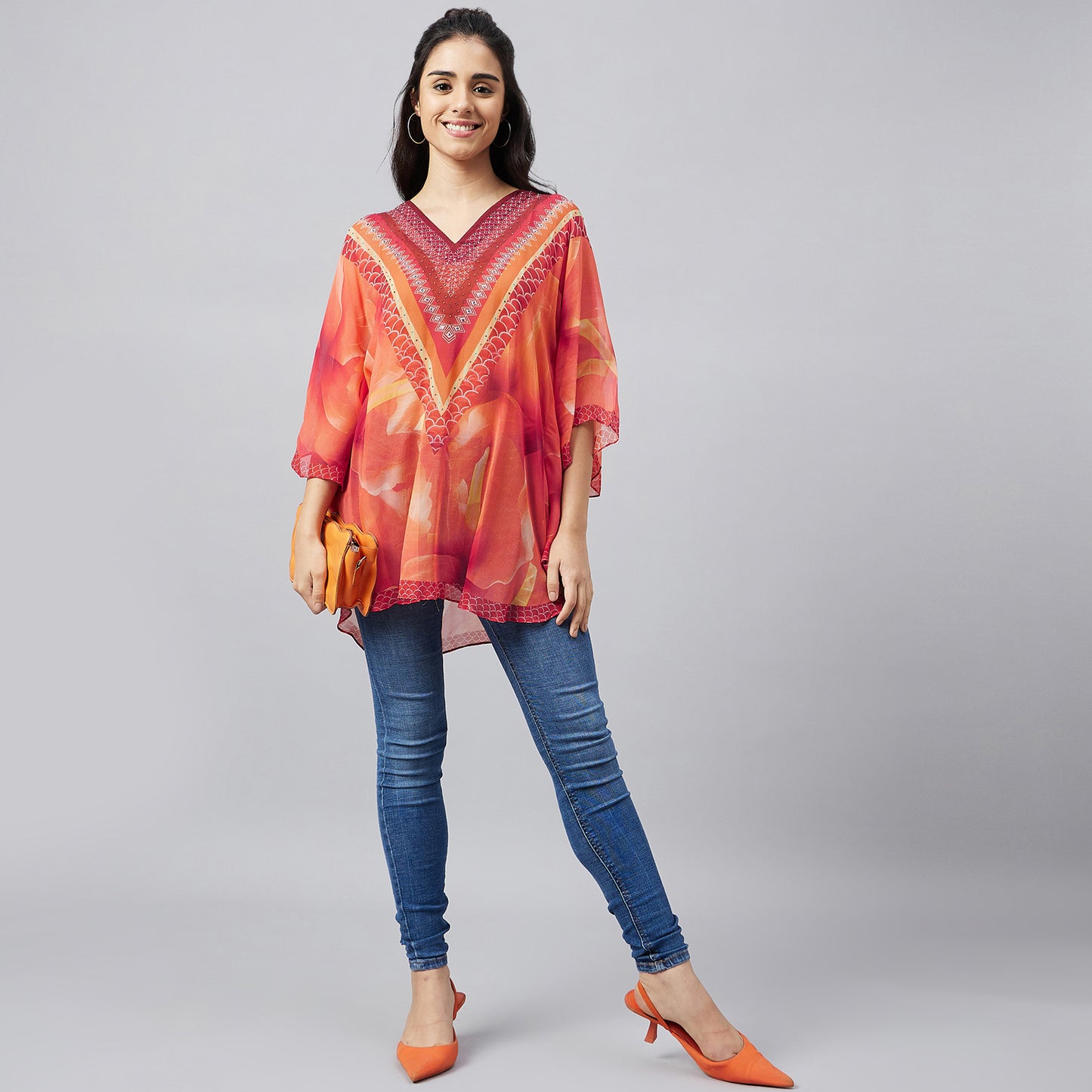 Orange and Red Floral Tunic