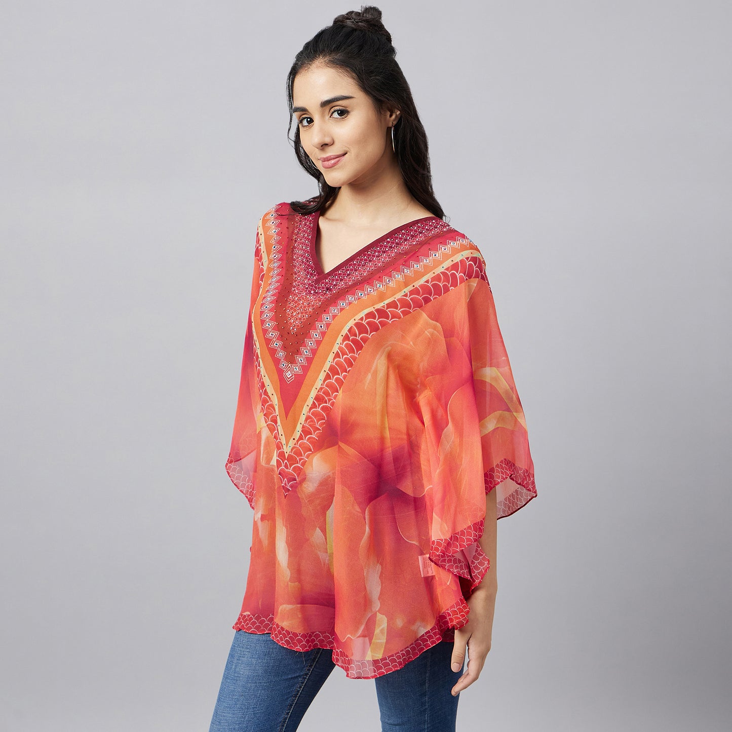 Orange and Red Floral Tunic